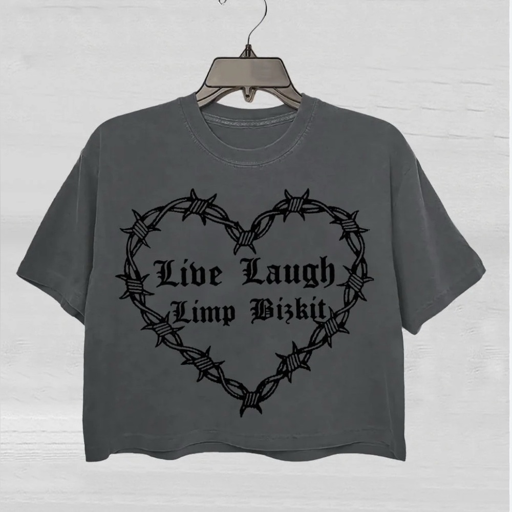 Live laugh limo bucket - Gray Graphic Tee with Heart Design